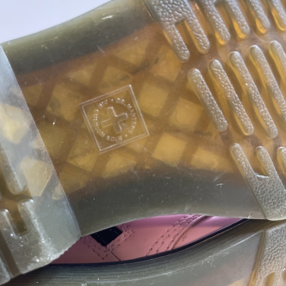 Dr. Martens 1460J Pink Leather Lace Up/Zip AirWair Boots wBouncing Soles SZ 1 US - Picture 13 of 16